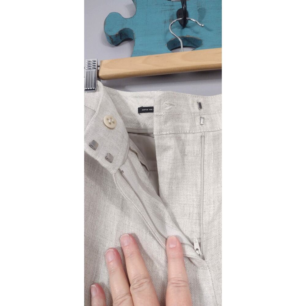 Talbots Heritage Wide Leg 100 % Linen Beige Pants Slacks 30 Waist - Picture 3 of 7